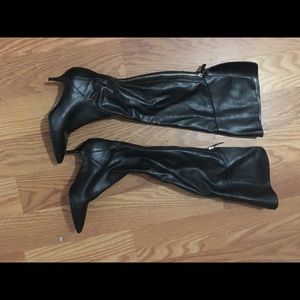 Nine West over the knee black boots kitten heel